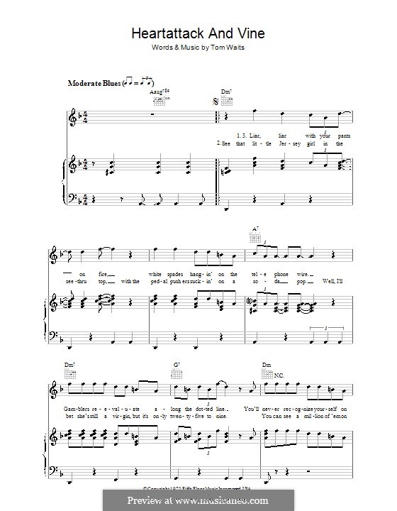 Heartattack and Vine: Für Stimme und Klavier (oder Gitarre) by Tom Waits