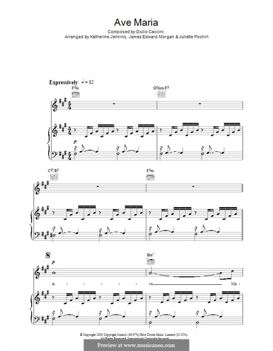 Ave Maria: Für Stimme und Klavier (oder Gitarre) by Giulio Caccini
