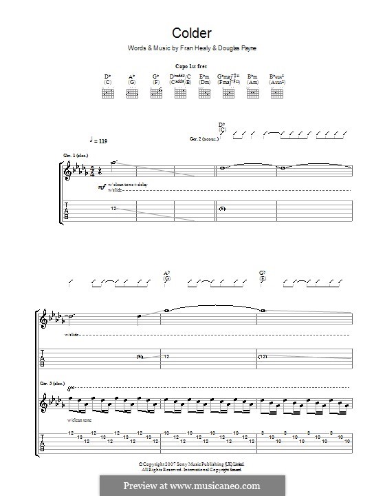 Colder (Travis): Für Gitarre mit Tabulatur by Douglas Payne, Fran Healy