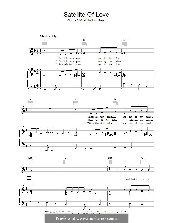 Satellite of Love: Für Stimme und Klavier (oder Gitarre) by Lou Reed