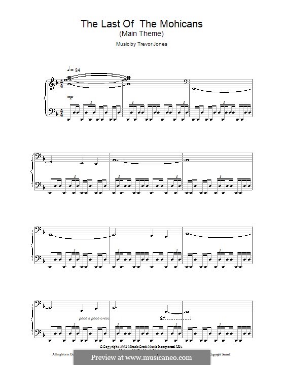 The Last of the Mohicans (Main Theme): Für Klavier by Trevor Jones