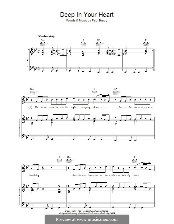 Deep in Your Heart: Für Stimme und Klavier (oder Gitarre) by Paul Brady