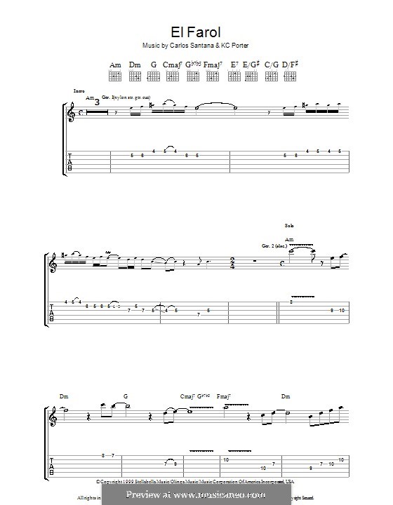El Farol (Santana): Für Gitarre mit Tab by K. C. Porter