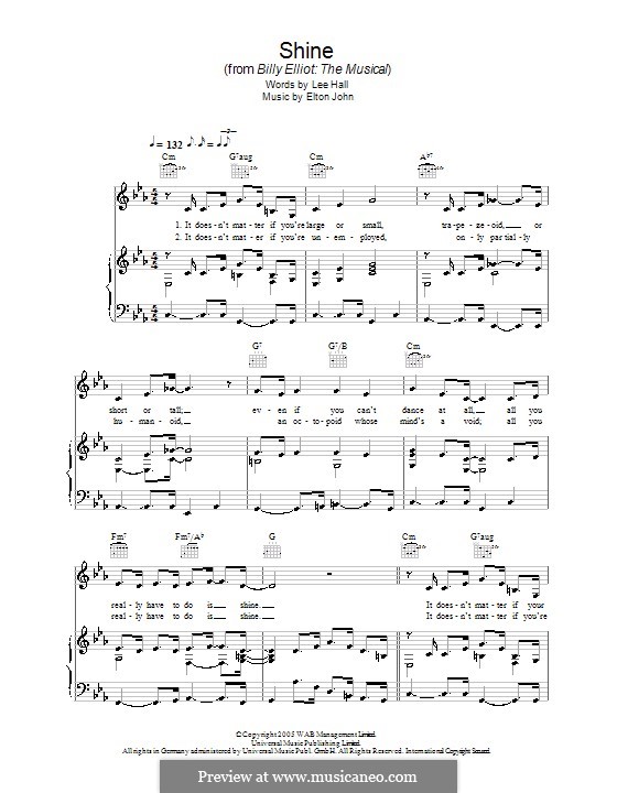 Shine: Für Stimme und Klavier (oder Gitarre) by Elton John
