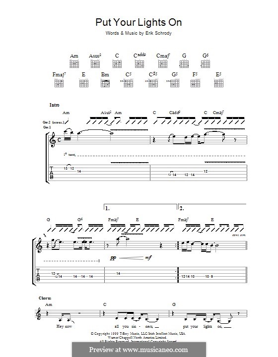 Put Your Lights on (Santana): Für Gitarre mit Tab by Erik Schrody