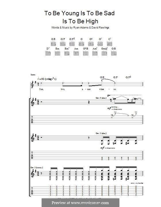 To Be Young (Is To Be Sad, Is To Be High): Für Gitarre mit Tab by David Rawlings, Ryan Adams