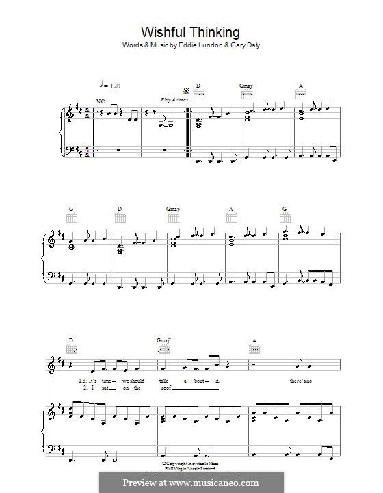 Wishful Thinking (China Crisis): Für Stimme und Klavier (oder Gitarre) by Eddie Lundon, Gary Daly