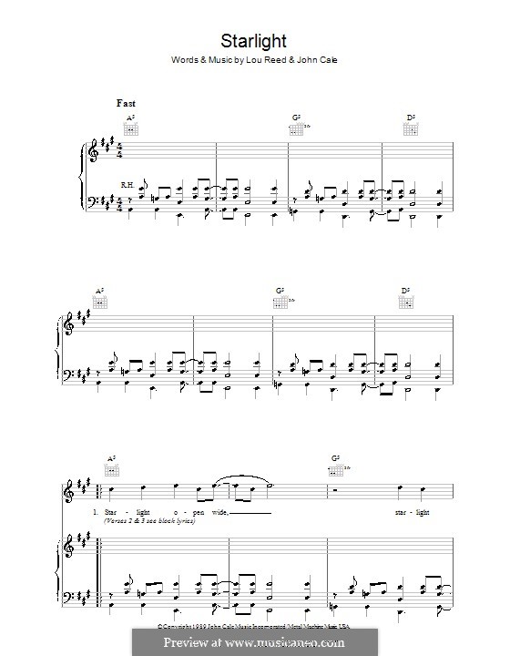 Starlight (Lou Reed): Für Stimme und Klavier (oder Gitarre) by John Cale