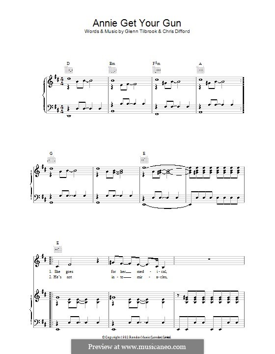 Annie Get Your Gun (Squeeze): Für Stimme und Klavier (oder Gitarre) by Christopher Difford, Glenn Tilbrook