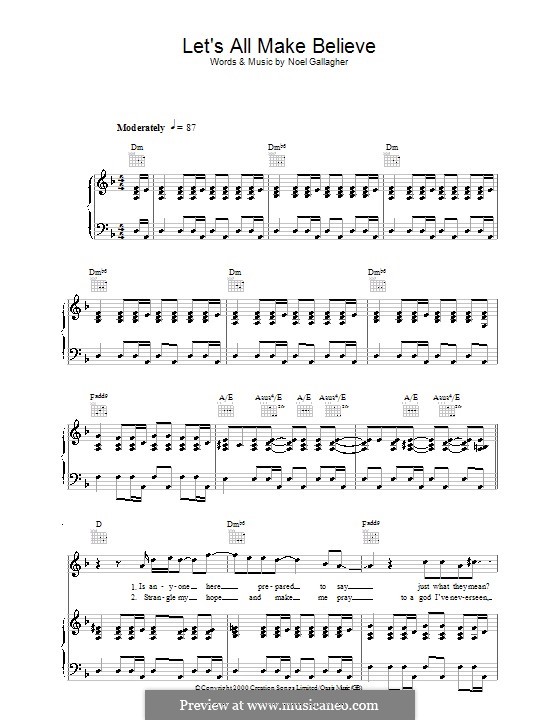 Let's All Make Believe (Oasis): Für Stimme und Klavier (oder Gitarre) by Noel Gallagher