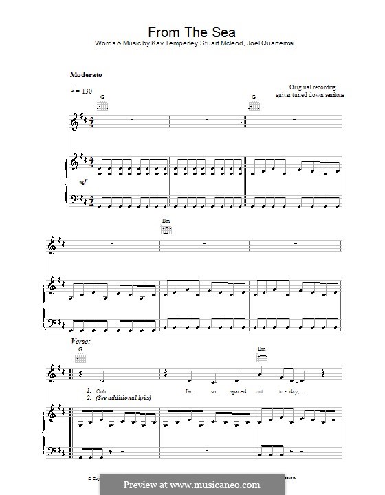 From the Sea (Eskimo Joe): Für Stimme und Klavier (oder Gitarre) by Joel Quartermain, Kavyen Temperley, Stuart MacLeod
