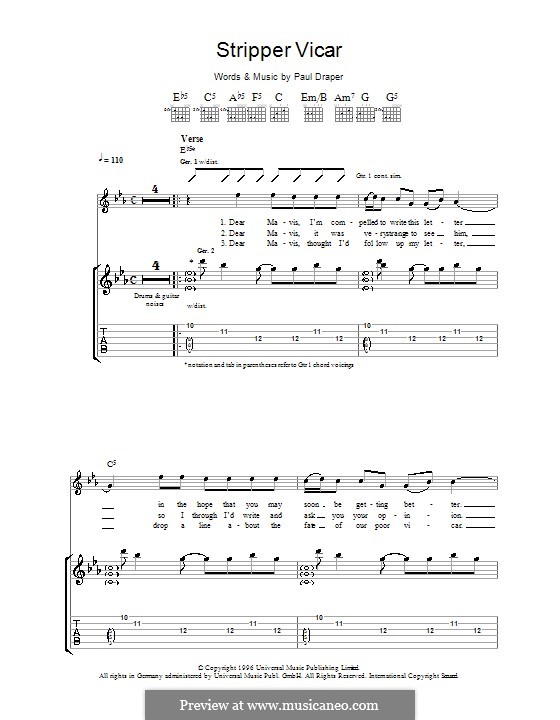 Stripper Vicar (Mansun): Für Gitarre mit Tabulatur by Paul Draper