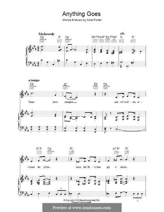 Anything Goes: Für Stimme und Klavier (oder Gitarre) by Cole Porter