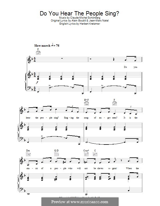 Do You Hear the People Sing: Für Stimme und Klavier (oder Gitarre) by Claude-Michel Schönberg