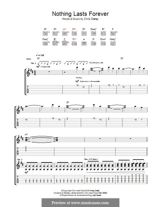Nothing Lasts Forever (The Living End): Für Gitarre mit Tabulatur by Chris Cheney