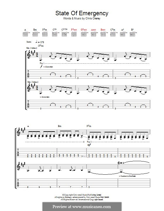 State of Emergency (The Living End): Für Gitarre mit Tabulatur by Chris Cheney