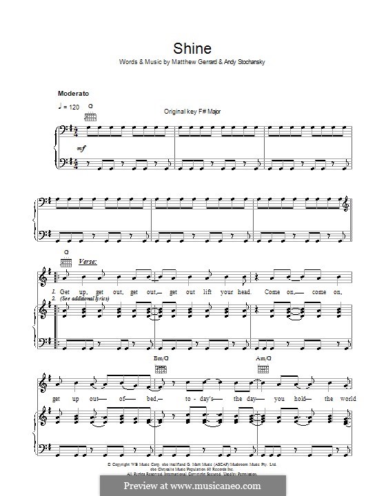 Shine (Shannon Noll): Für Stimme und Klavier (oder Gitarre) by Andy Stochansky, Matthew Gerrard