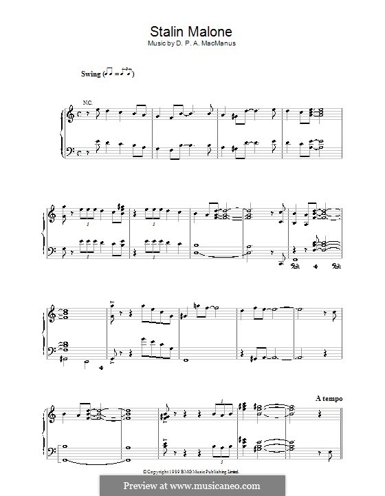 Stalin Malone (Elvis Costello): Für Stimme und Klavier (oder Gitarre) by Declan Macmanus