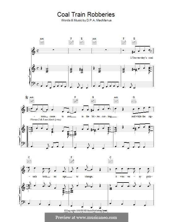 Coal Train Robberies (Elvis Costello): Für Stimme und Klavier (oder Gitarre) by Declan Macmanus