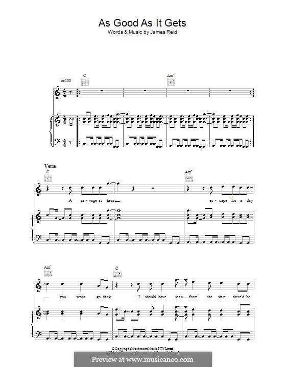 As Good as It Gets (The Feelers): Für Stimme und Klavier (oder Gitarre) by James Reid