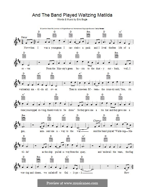 eric bogle the band played waltzing matilda text