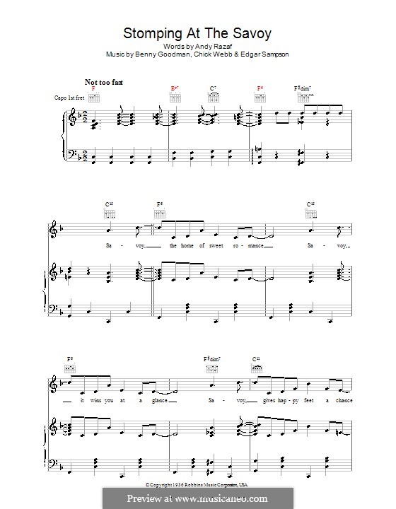 Stompin at the Savoy: Für Stimme und Klavier (oder Gitarre) by Benny Goodman, Chick Webb, Edgar Sampson