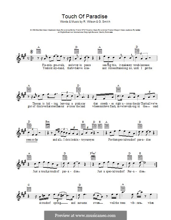 Touch of Paradise: Melodie, Text und Akkorde by Gulliver Smith, Ross Wilson