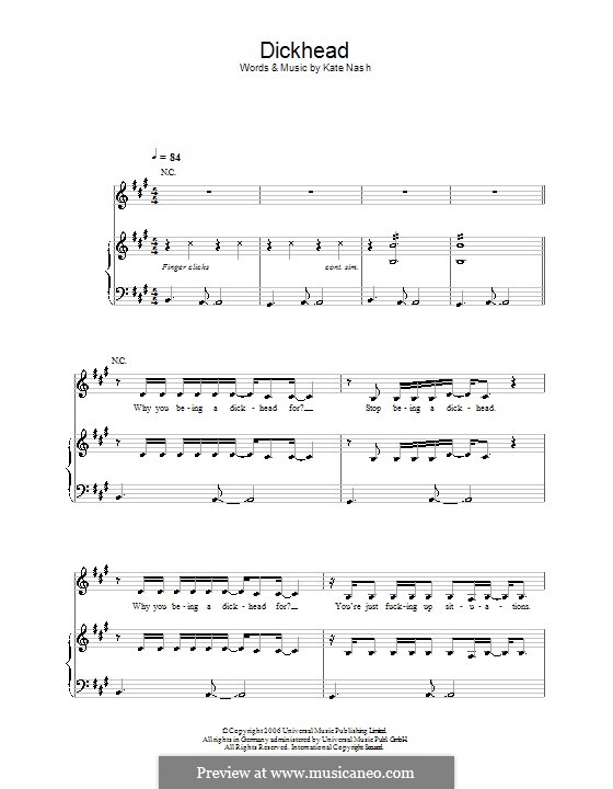 Dickhead: Für Stimme und Klavier (oder Gitarre) by Kate Nash
