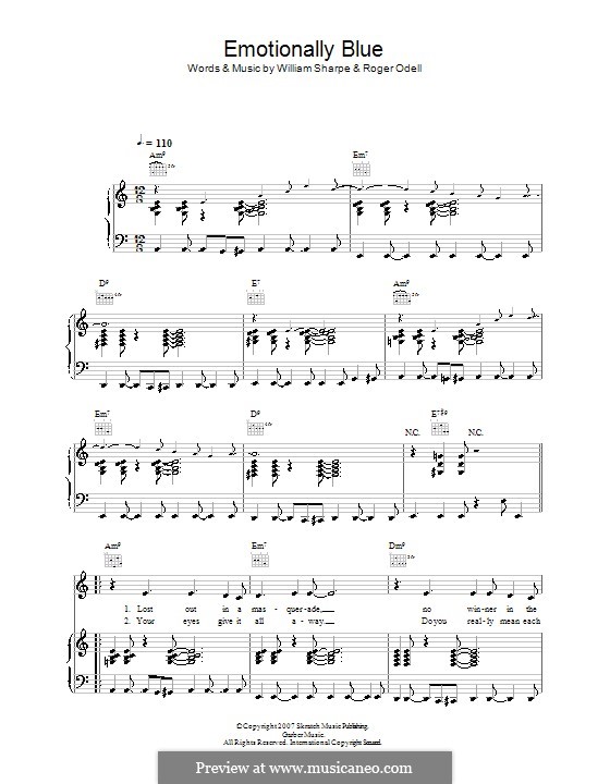 Emotionally Blue (Shakatak): Für Stimme und Klavier (oder Gitarre) by Roger Odell, William Sharpe