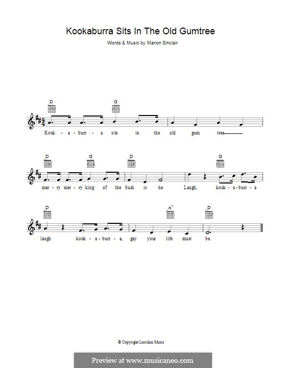 Kookaburra Sits in the Old Gum Tree von M. Sinclair Noten auf MusicaNeo