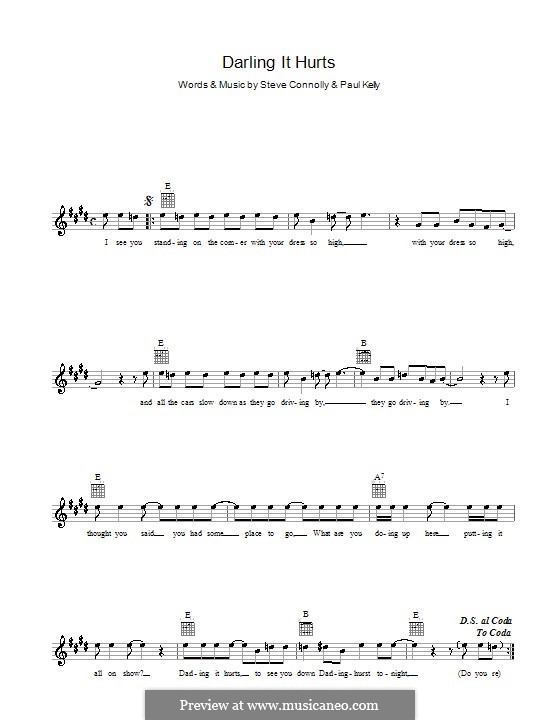Darling It Hurts: Melodie, Text und Akkorde by Steve Connolly