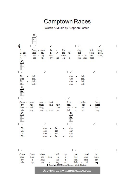 The Camptown Races: Ukulele mit Schlagmuster by Stephen Foster