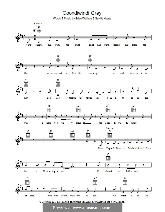 Goondiwindi Grey (Tex Morton): Melodie, Text und Akkorde by Brian Wallace, Neville Hauritz