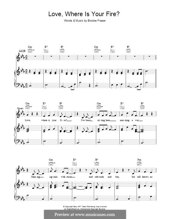 Love, Where Is Your Fire?: Für Stimme und Klavier (oder Gitarre) by Brooke Fraser