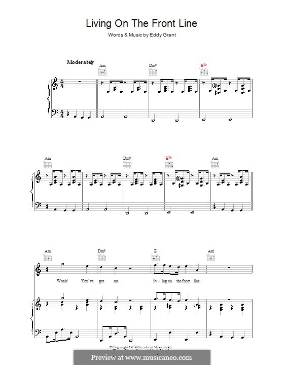 Living on the Front Line: Für Stimme und Klavier (oder Gitarre) by Eddy Grant