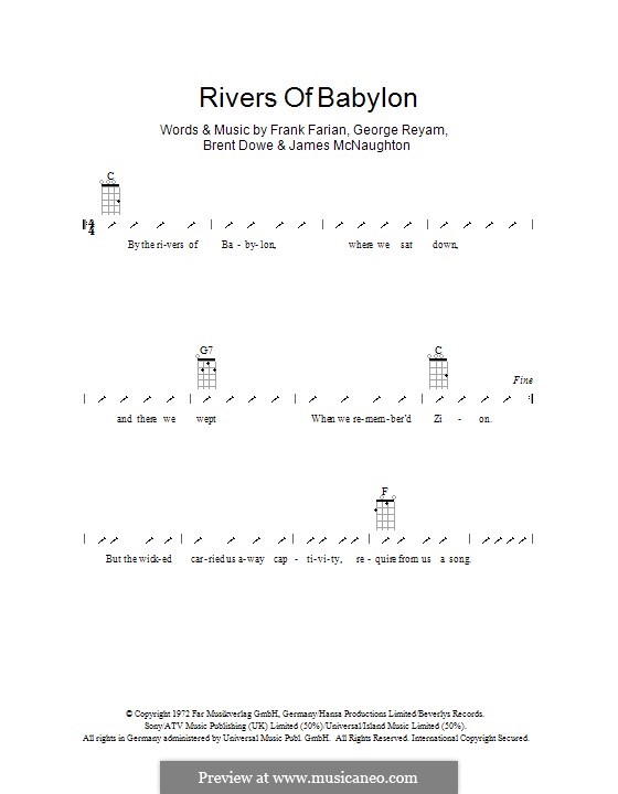 Rivers of Babylon: Für Ukulele mit Schlagmuster by Brent Dowe, Frank Farian, George Reyam, James A. McNaughton