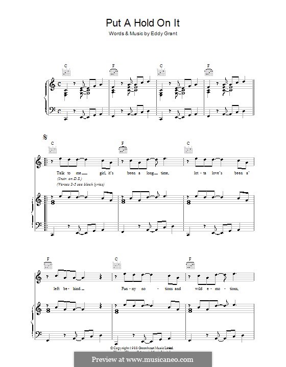 Put a Hold on It: Für Stimme und Klavier (oder Gitarre) by Eddy Grant