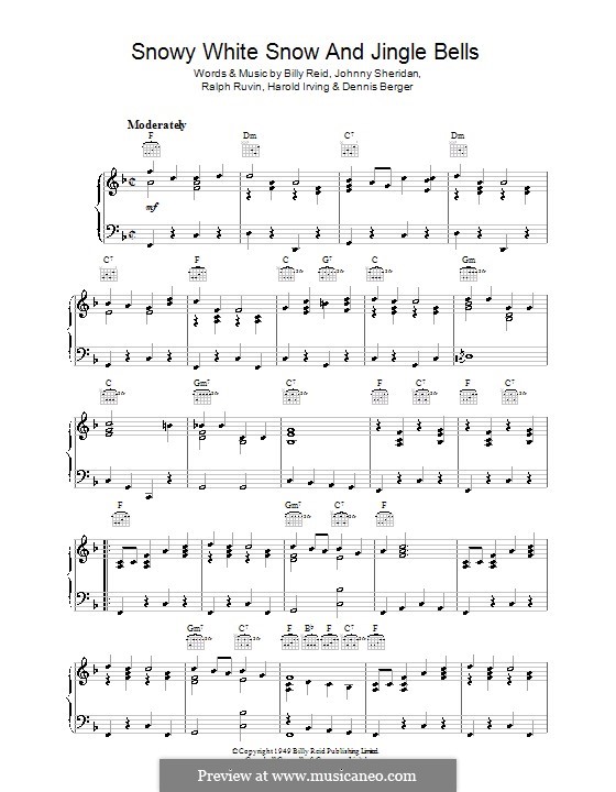 Snowy White Snow and Jingle Bells: Für Klavier by Dennis Berger, Harold Irving, Johnny Sheridan, Ralph Ruvin