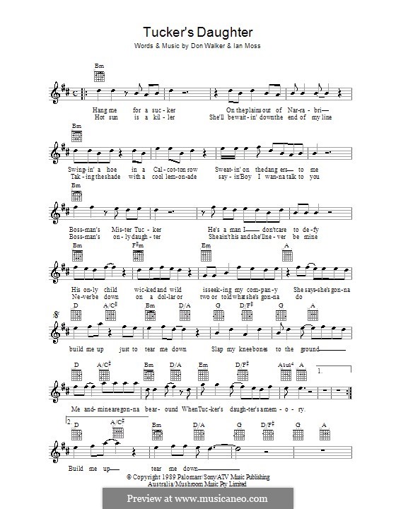 Tucker's Daughter (Ian Moss): Melodie, Text und Akkorde by Donald Walker