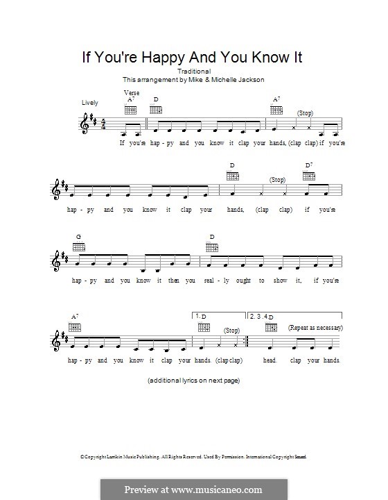 If You Happy And You Know It Text Deutsch If You're Happy and You Know It von folklore - Noten auf MusicaNeo