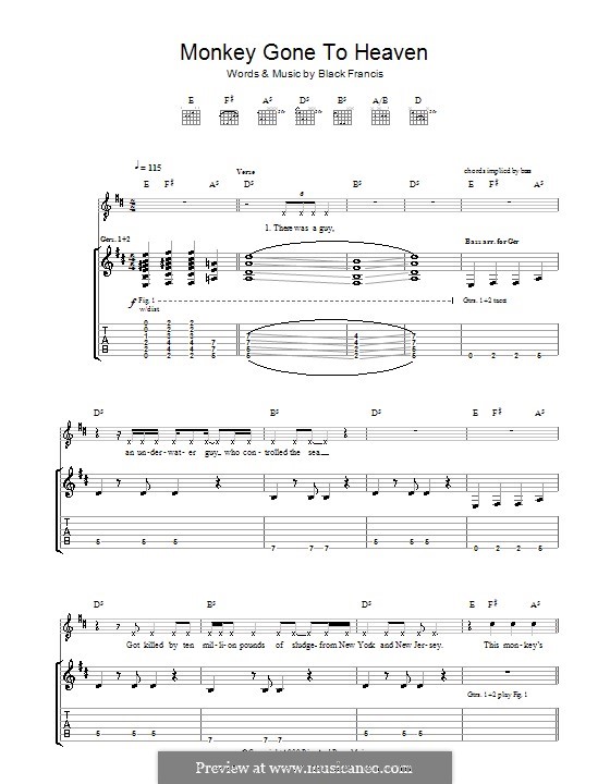 Monkey Gone to Heaven (The Pixies): Für Gitarre mit Tabulatur by Black Francis