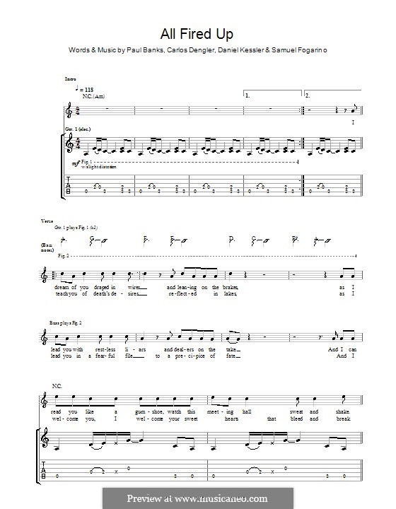 All Fired Up (Interpol): Für Gitarre mit Tabulatur by Carlos Dengler, Daniel Kessler, Paul Banks, Samuel Fogarino