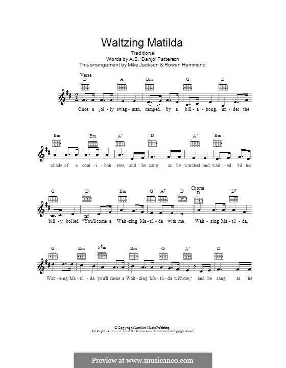 Waltzing Matilda von folklore Noten auf MusicaNeo