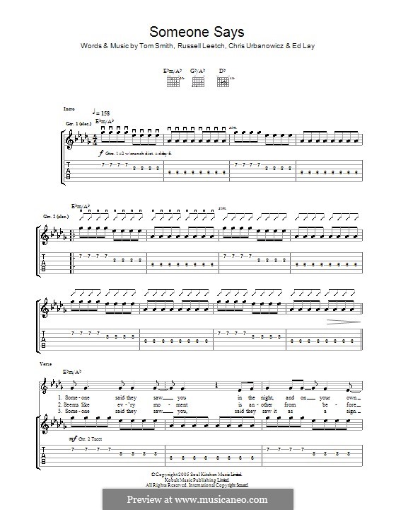 Someone Says (Editors): Für Gitarre mit Tabulatur by Christopher Urbanowicz, Edward Lay, Russell Leetch, Thomas Henry Smith