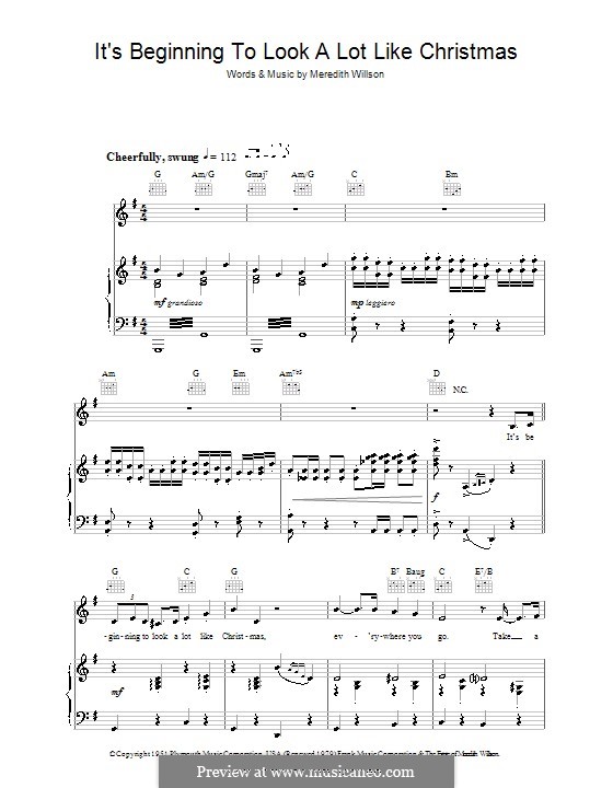 It's Beginning to Look a Lot Like Christmas (Perry Como): Für Stimme und Klavier (oder Gitarre) by Meredith Willson