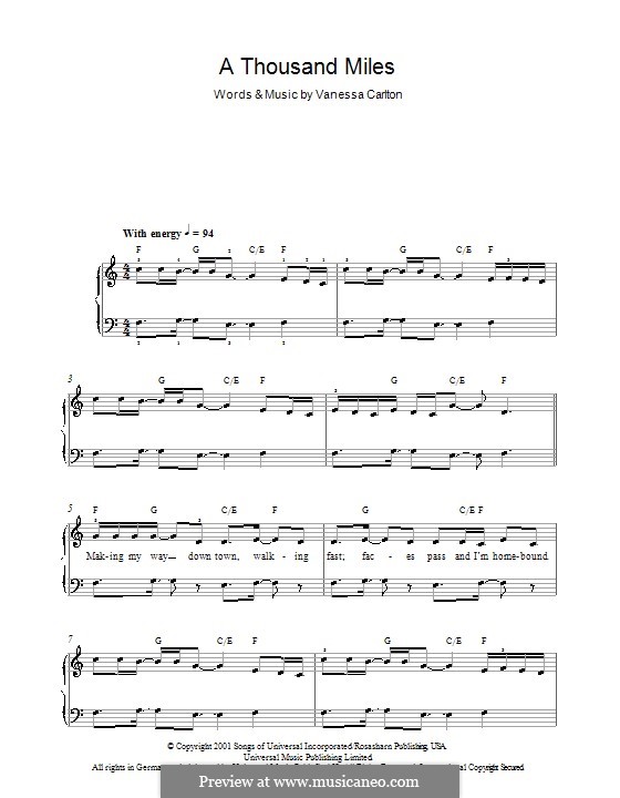 A Thousand Miles von V. Carlton - Noten auf MusicaNeo