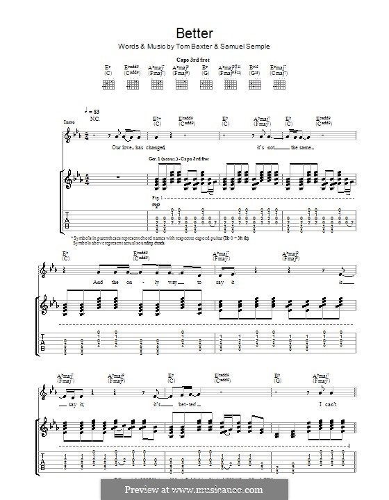 Better: Für Gitarre mit Tab by Samuel Semple