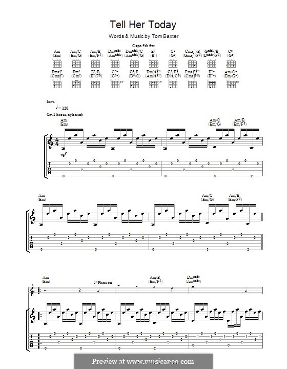 Tell Her Today: Für Gitarre mit Tabulatur by Tom Baxter