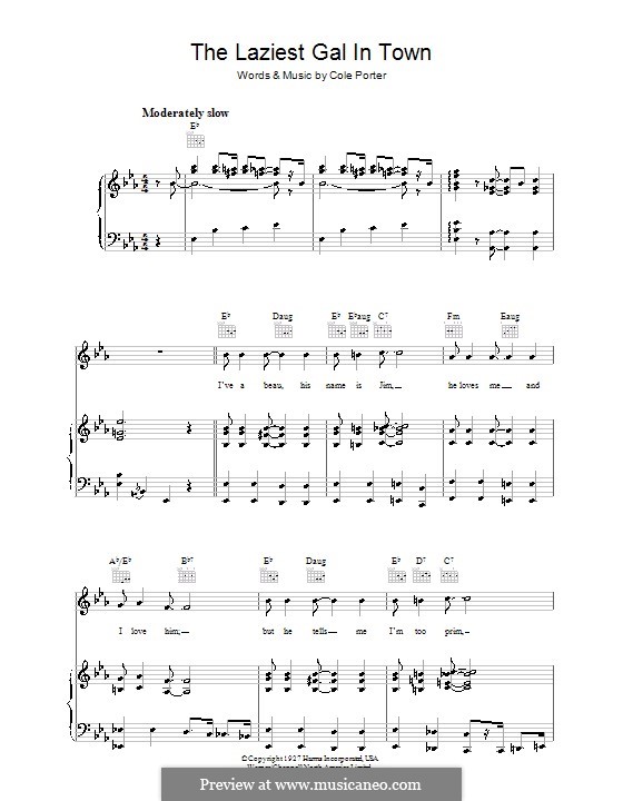 The Laziest Gal in Town: Für Stimme und Klavier (oder Gitarre) by Cole Porter