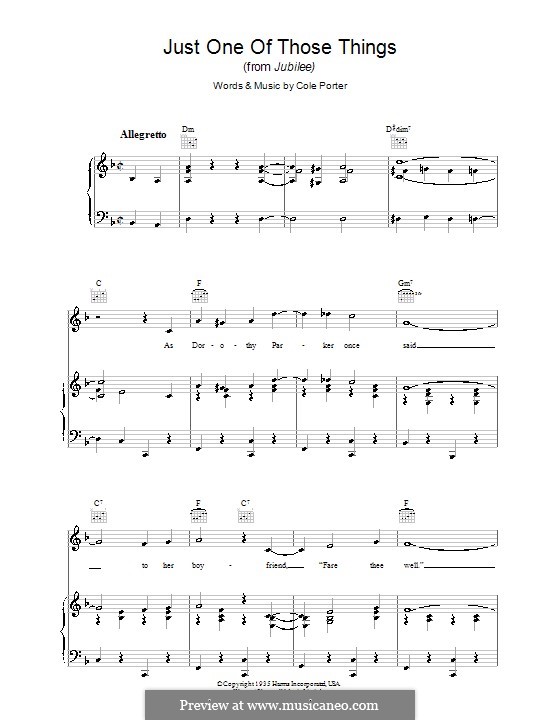 Just One of Those Things: Für Stimme und Klavier (oder Gitarre) by Cole Porter